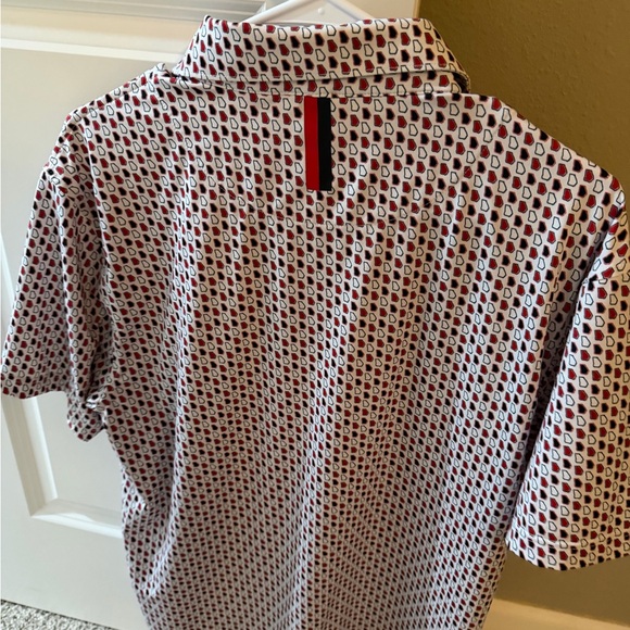 Rhoback Georgia White and Red Patterned Polo Shirt - Picture 2 of 3